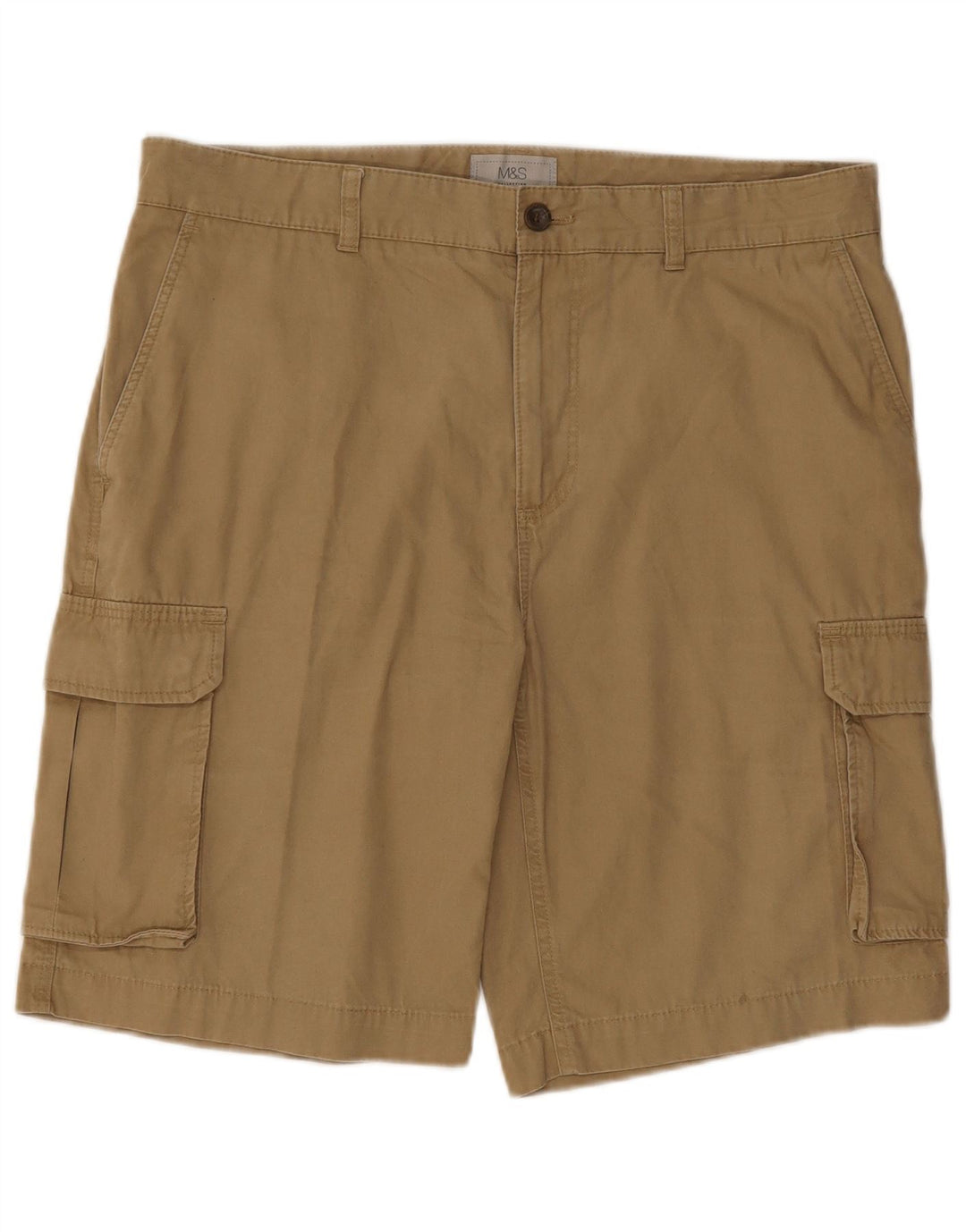 Marks & Spencer Mens Cargo Shorts W34 Large Beige Cotton