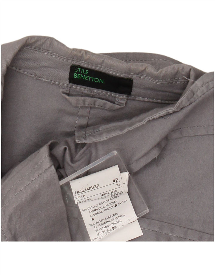 Jachetă pentru femei Benetton cu 3 nasturi IT 42 bumbac gri mediu