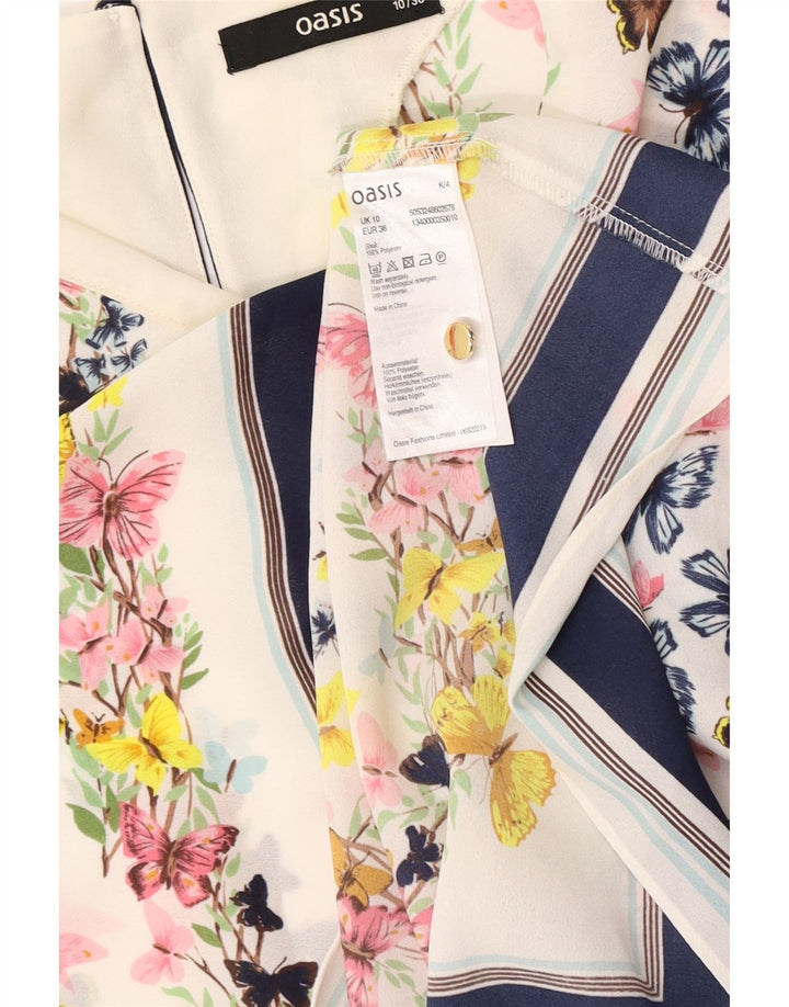 Bluză Oasis Femei Top UK 10 Poliester Floral Alb Mic