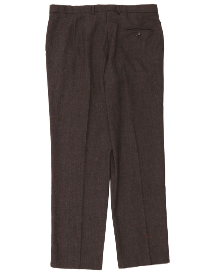 Marks & Spencer Pantaloni de costum pentru bărbați, drepti, cu croiala normală, L36 L33 Lână gri