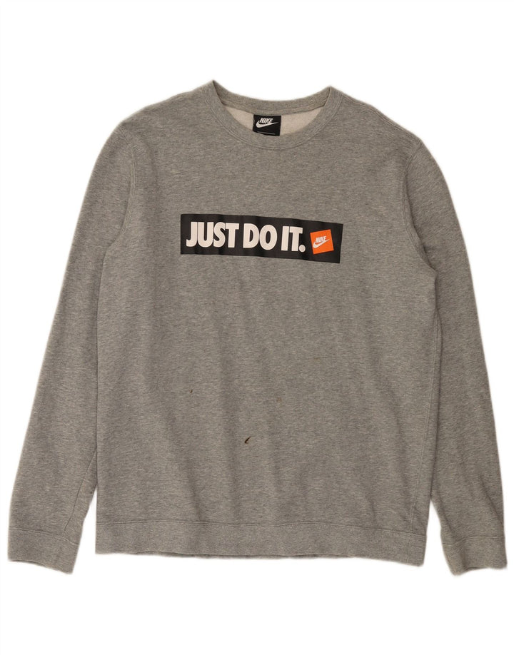 Hanorac grafic pentru bărbați Nike Pulover mare, gri bumbac cu pete