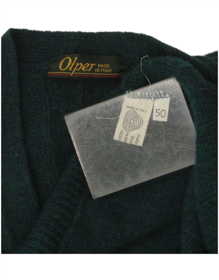 Pulover Cardigan Vintage pentru bărbați IT 50 Lână verde medie