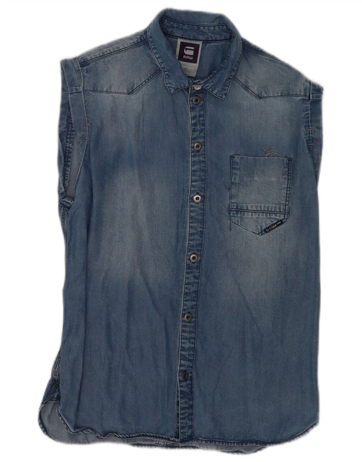 Cămașă din denim fără mâneci pentru femei G-Star UK 14 Medium Blue Lyocell