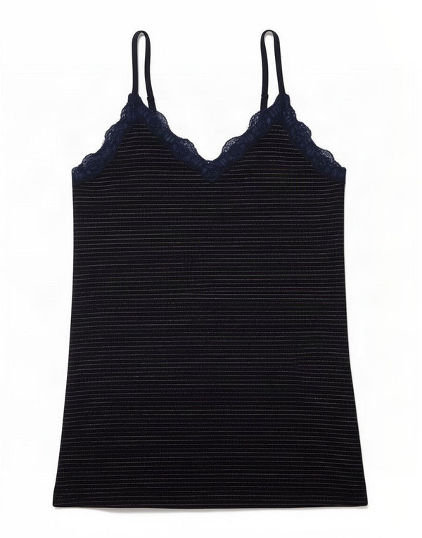 Fat Face Femei Cami Top UK 10 Small Bleumarin Pinstripe Viscose