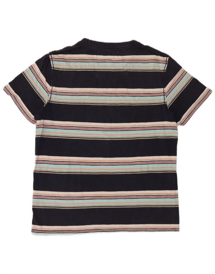 FAT FACE Tricou Bărbați Top Mediu Negru, Bumbac cu dungi