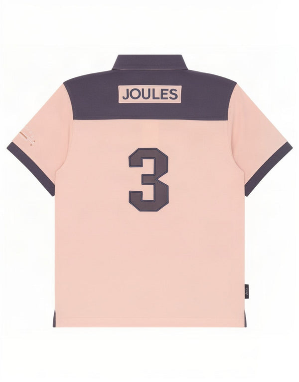 Joules Mens Graphic Polo Shirt Medium Pink Colourblock Cotton