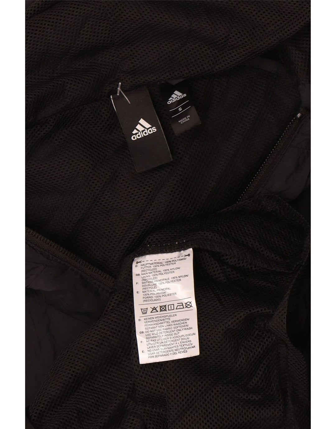 Jachetă de ploaie cu glugă Adidas pentru femei UK 10 Small Negru Poliamidă