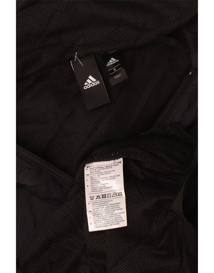 Jachetă de ploaie cu glugă Adidas pentru femei UK 10 Small Negru Poliamidă