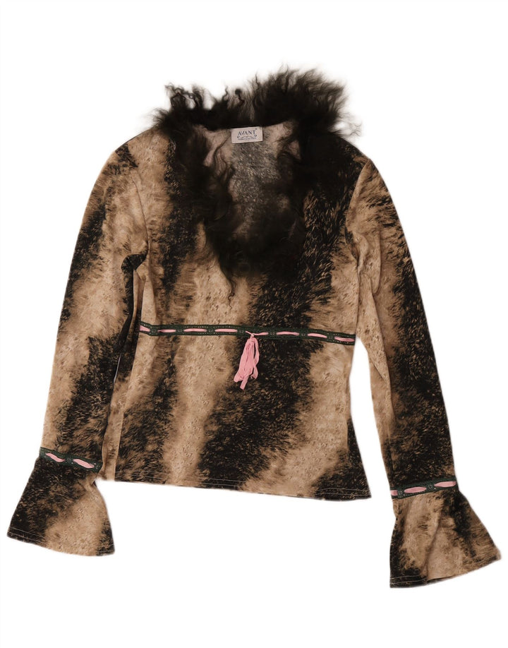 Avant Femei Top cu mânecă lungă UK 6 XS Maro Animal Print Poliester