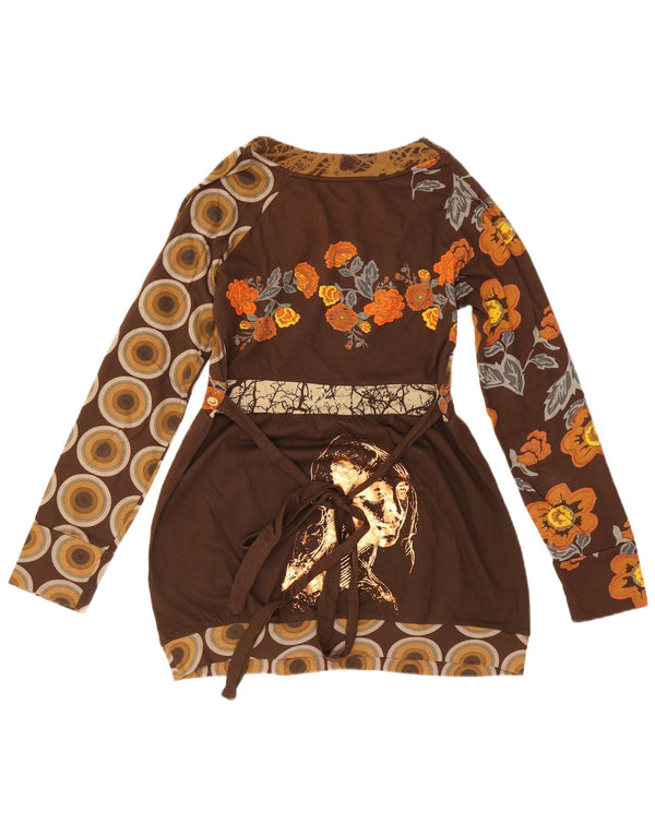 Rochie mini Bubble cu mânecă lungă pentru femei Desigual UK 12 Medium Brown Floral