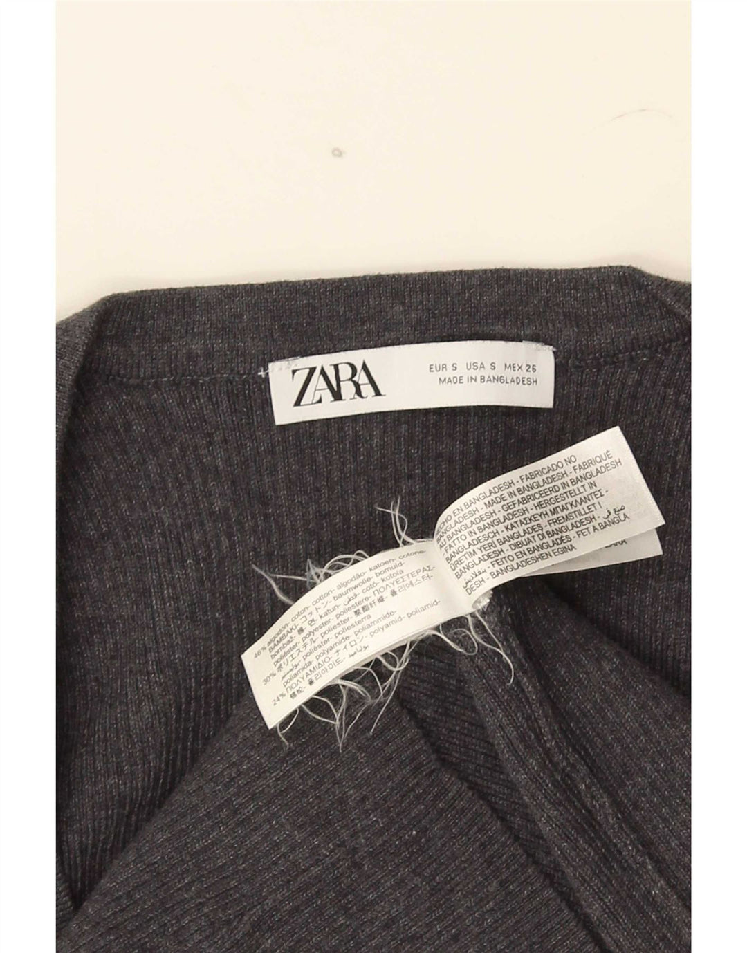Top Crop pentru Damă Zara UK 8 Small Gri Bumbac