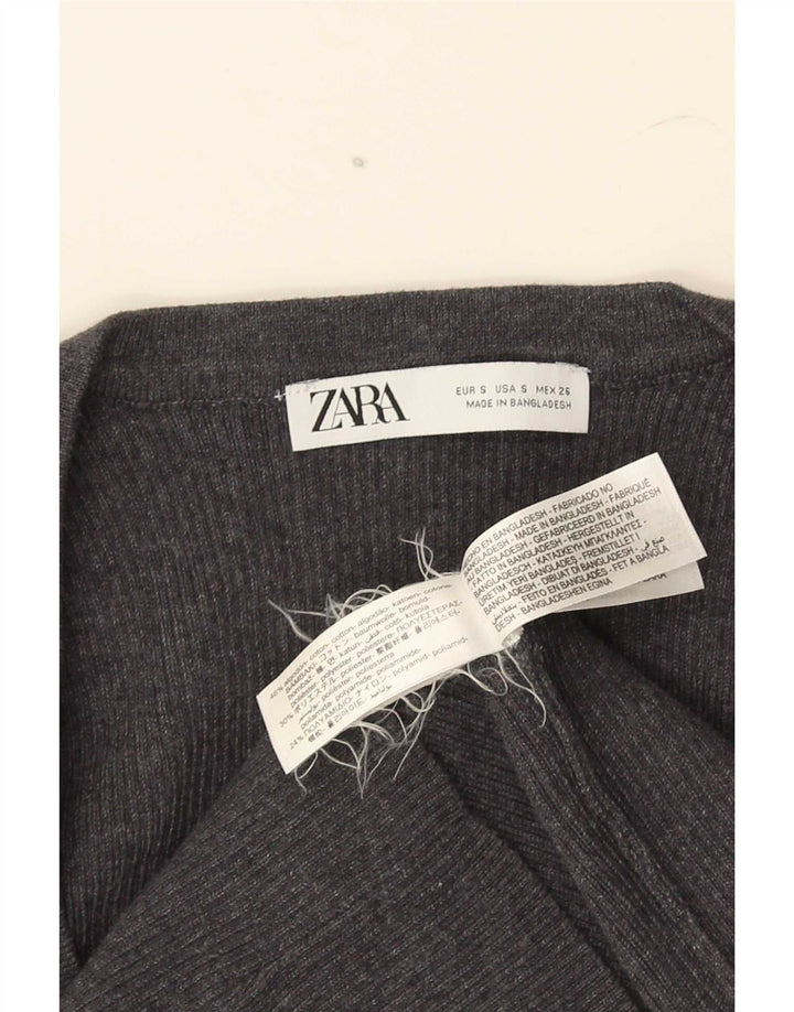 Top Crop pentru Damă Zara UK 8 Small Gri Bumbac