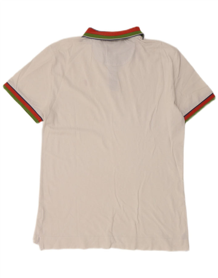Tricou polo pentru bărbați Trussardi Jeans, alb, bloc de culoare