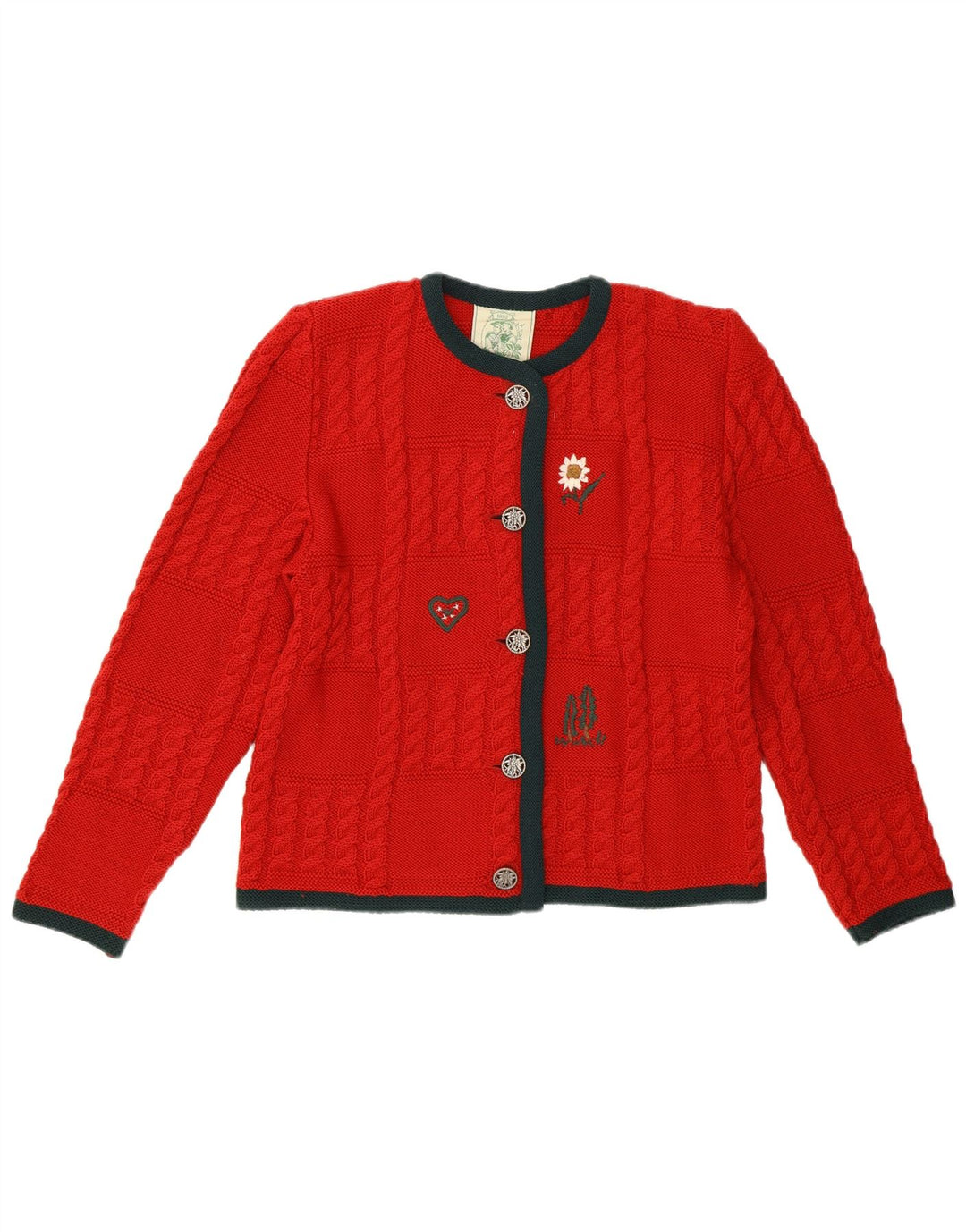 Pulover cardigan pentru femei VINTAGE IT 42 Medium Red Floral