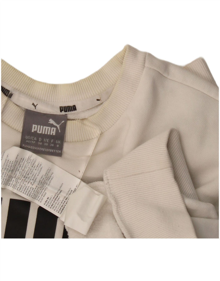 Pulover supradimensionat cu grafic pentru femei Puma UK 8 Bumbac alb mic