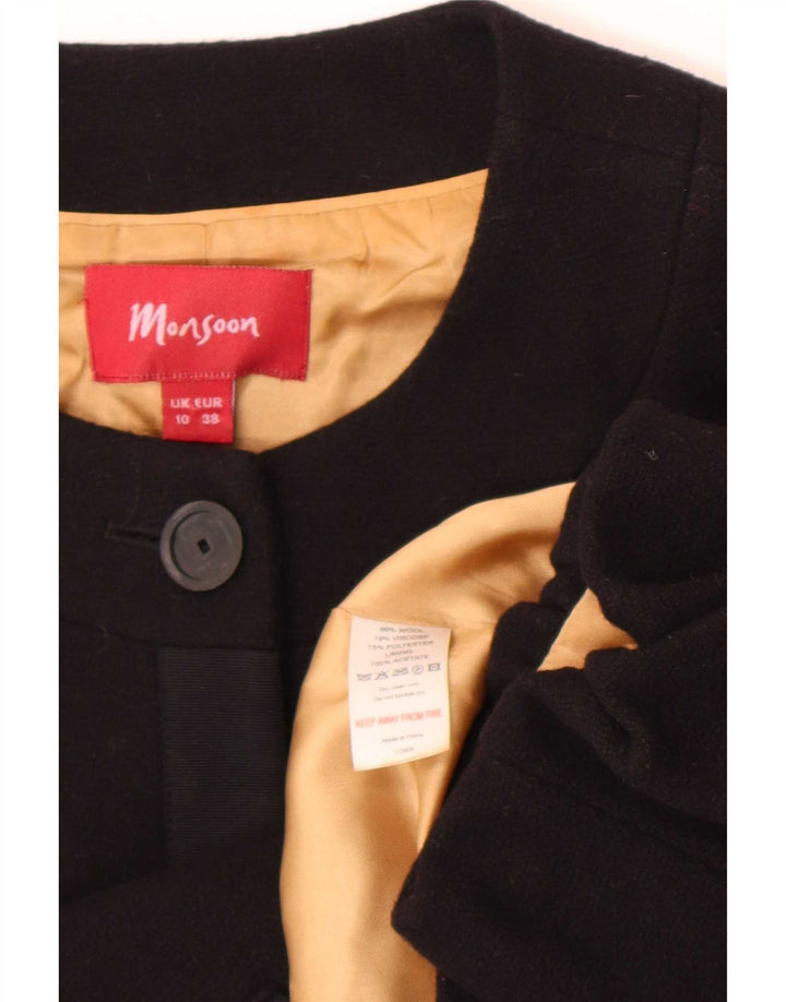 Jachetă Bolero pentru femei Monsoon cu mâneci 3/4 UK 10 Lână neagră mică