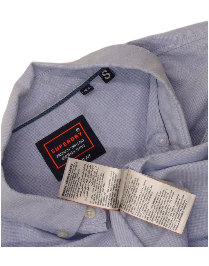 Cămașă Superdry pentru bărbați, cu mânecă scurtă, în formă regulată, din bumbac albastru mic