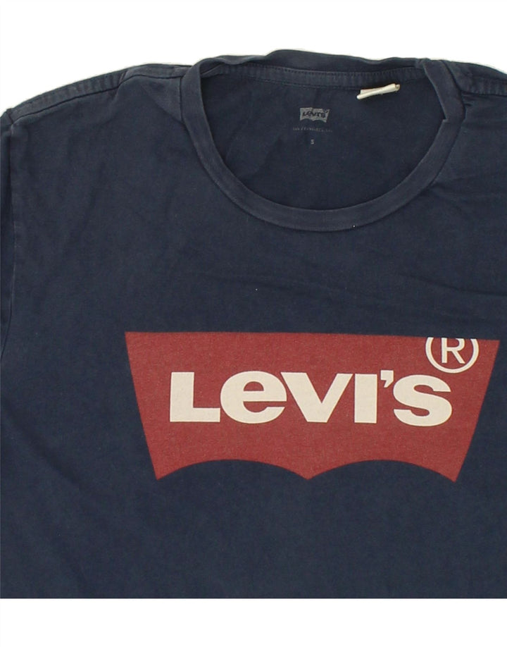 LEVI'S Mens Graphic T-Shirt Top Small Navy Blue Cotton Vintage Levi's and Second-Hand Levi's from Messina Hembry 