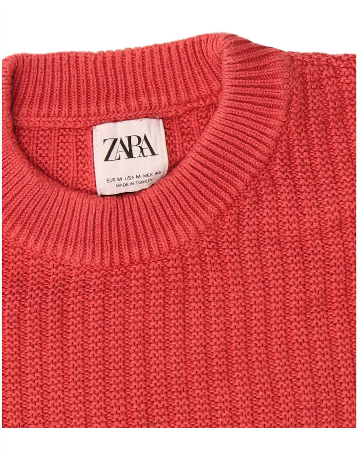 Pulover pentru bărbați Zara, cu gât roșu mediu, bumbac