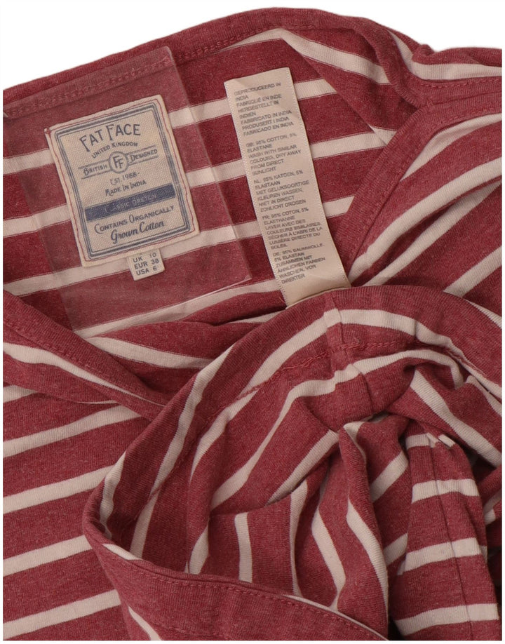 Fat Face pentru femei Top cu mânecă lungă UK 10 Small Pink Striped