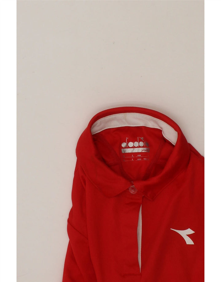 DIADORA Boys Polo Shirt 9-10 Years Large Red Polyester Vintage Diadora and Second-Hand Diadora from Messina Hembry 