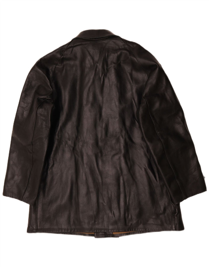 Jachetă din piele vintage pentru bărbați, cu piept dublu, IT 58 4XL, neagră