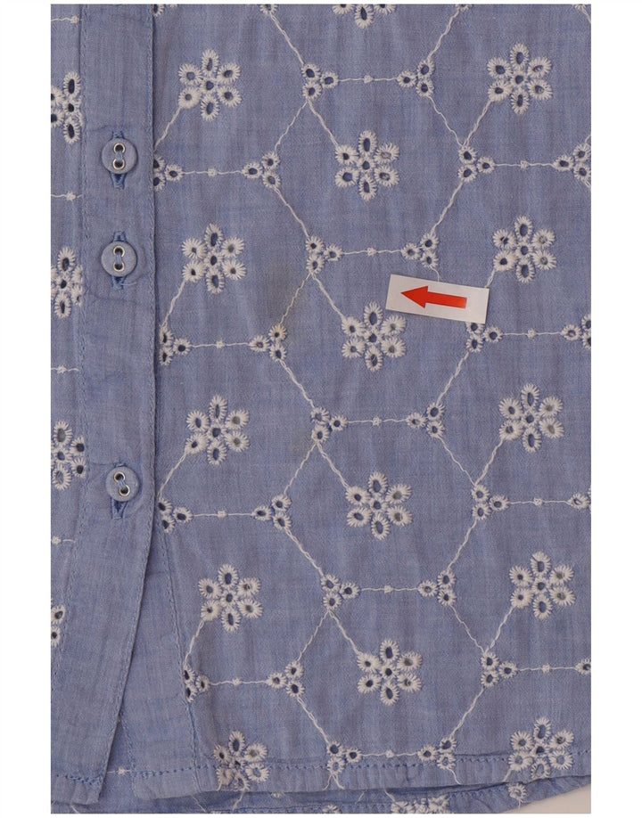 Cămașă cu mânecă scurtă pentru femei White Stuff UK 12 Medium Blue Floral Bumbac