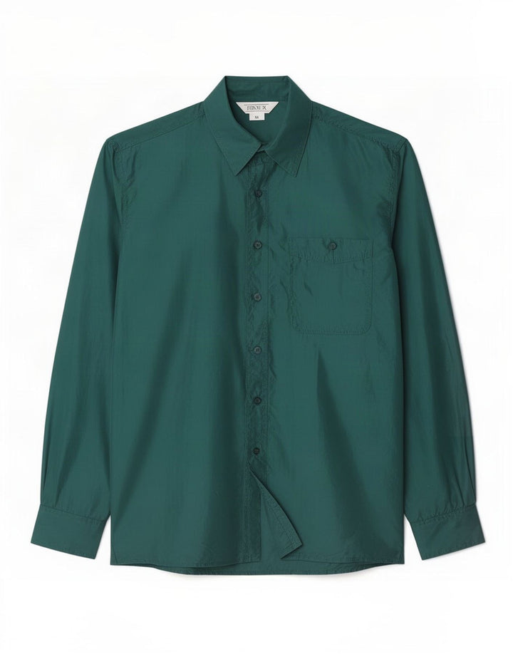 Cămașă Vintage pentru bărbați Mătase verde mediu
