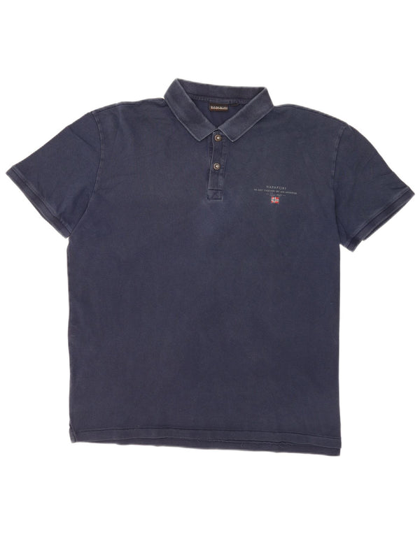 Tricou polo Napapijri Geographic pentru bărbați 2XL, bumbac bleumarin
