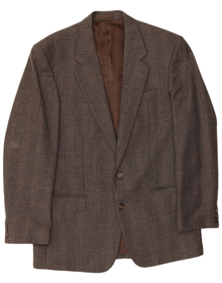 ST MICHAEL Mens Long 2 Button Blazer Jacket UK 40 Large Brown Check