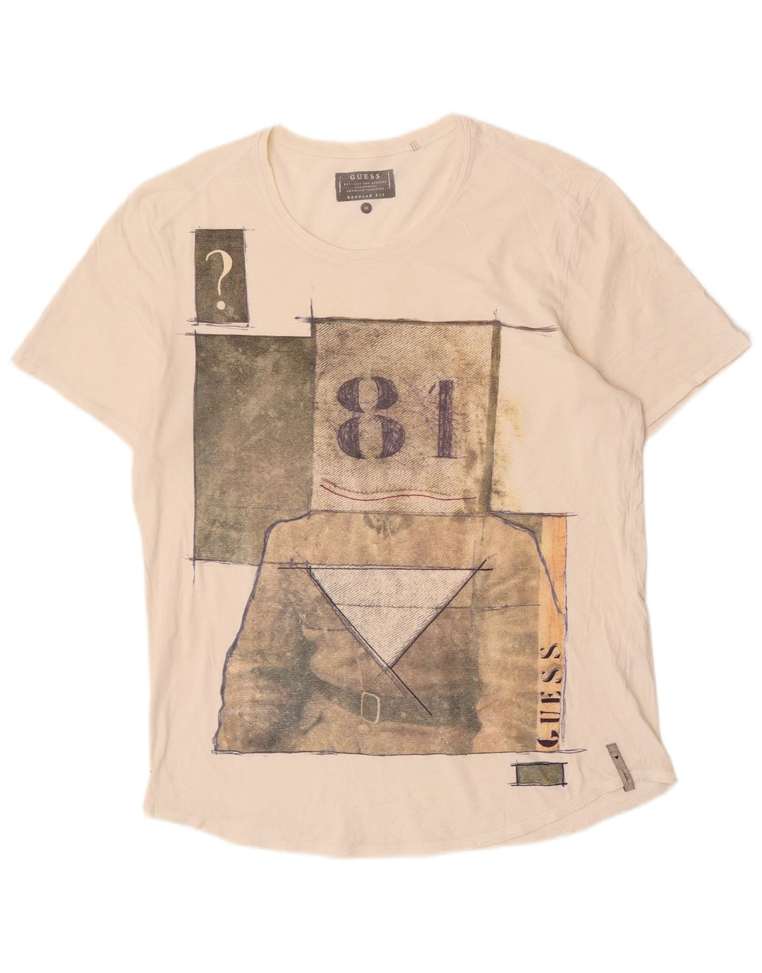 Tricou grafic Guess pentru bărbați, cu croială obișnuită, de top mediu alb
