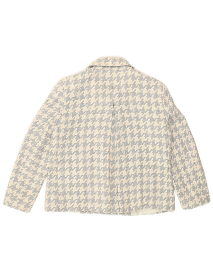 Jachetă blazer pentru femei Zara, cu tăiere largi, UK 10, bumbac cu picior de găin alb mic