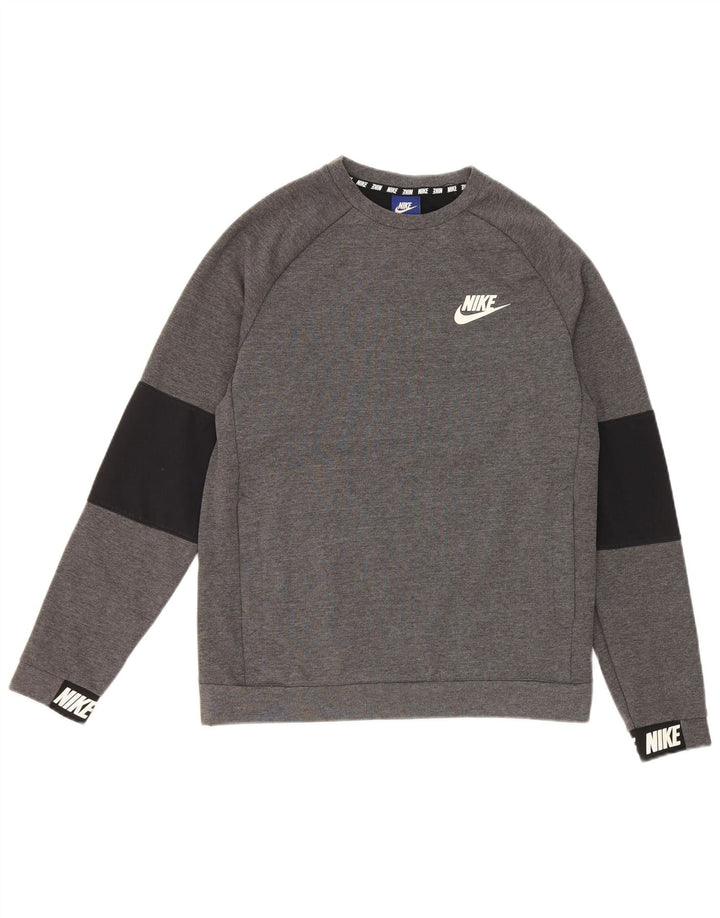 Hanorac grafic pentru bărbați Nike Jumper mic, gri, bumbac color bloc