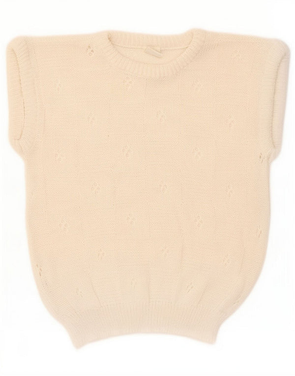 Creazioni Womens Vest Tank Top UK 14 Medium Off White Bumbac