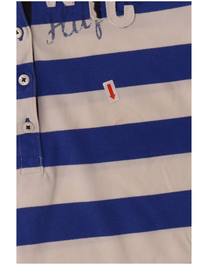TOMMY HILFIGER Tricou polo cu grafic rugby pentru femei UK 10 Mic cu dungi albastre