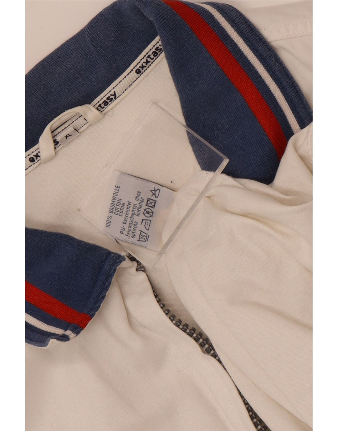 Jachetă de trening pentru bărbați vintage, XL, bumbac color bloc alb