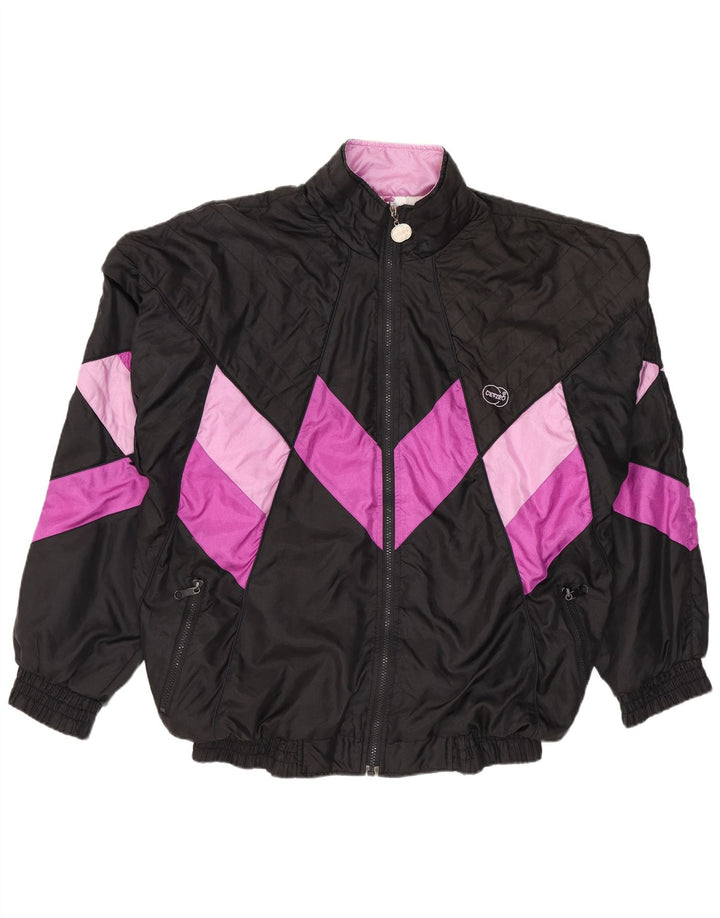 Trening pentru bărbați Vintage Top Jachetă mare, negru, poliester color bloc