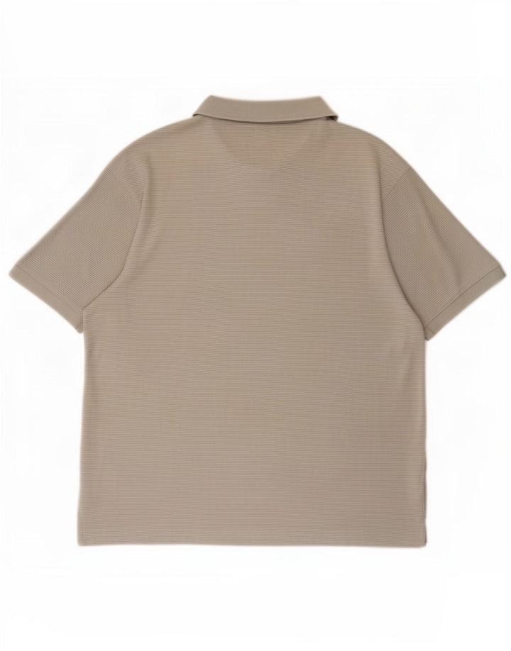Cămașă polo pentru bărbați Zara, mare, gri, cu dungi, bumbac
