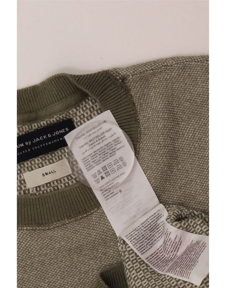 Pulover Jack & Jones pentru bărbați, cu gât crew, bumbac mic kaki