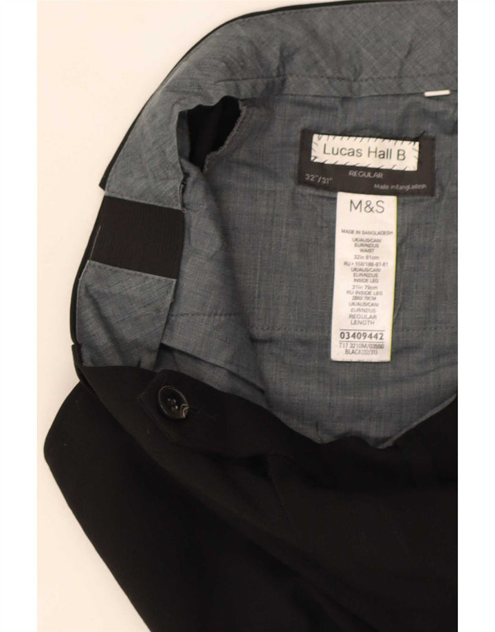 Pantaloni de costum pentru bărbați Marks & Spencer, cu ajustare normală, L32 L31, poliester negru