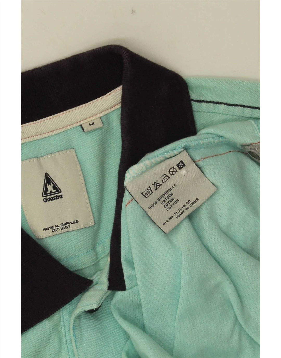Tricou polo cu grafică Gaastra pentru bărbați, bumbac color bloc albastru mediu