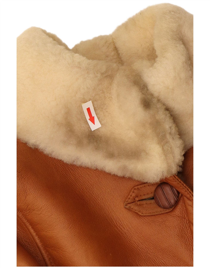 Jachetă din shearling supradimensionată pentru femei Vintage IT 44 maro mediu