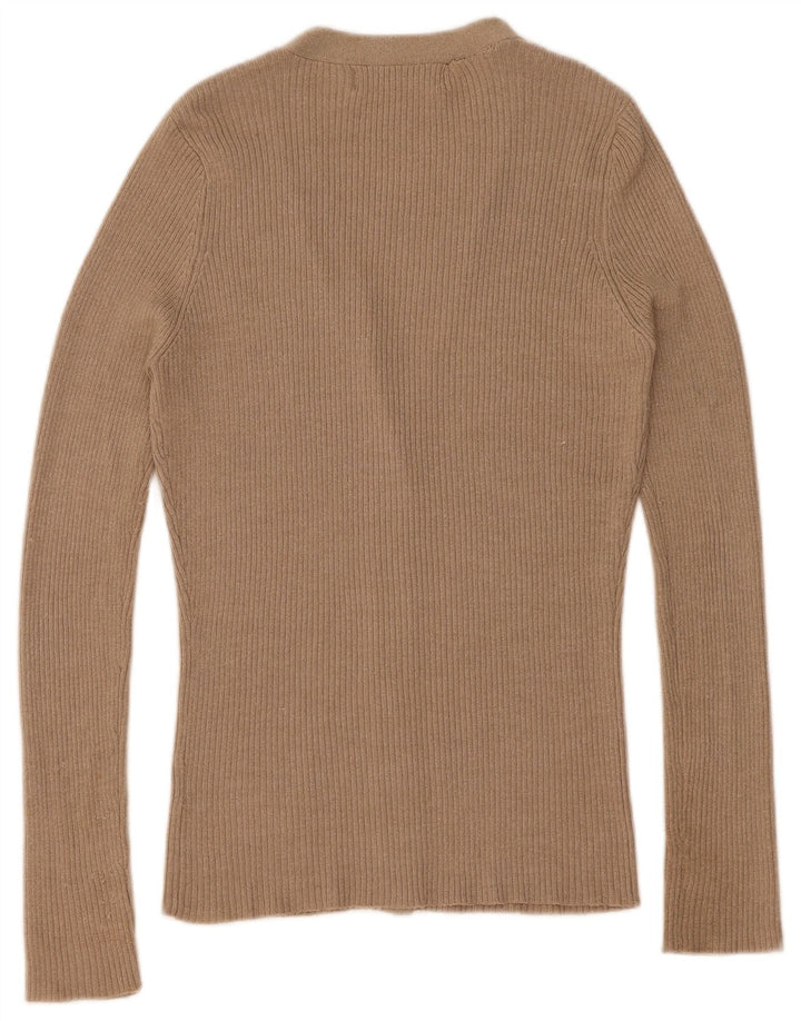 Pulover cardigan pentru femei Zara UK 14 Medium Bej Viscoză cu pături
