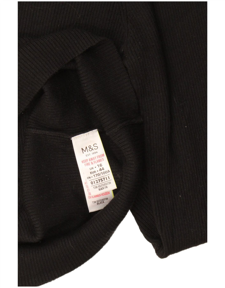 Marks & Spencer Top pentru femei cu mânecă lungă UK 16, mare, neagră, viscoză