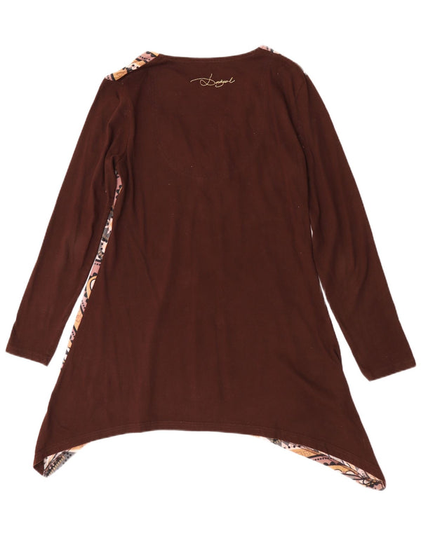 Top cu tunică asimetrică cu mânecă lungă pentru femei Desigual UK 14 mare maro floral