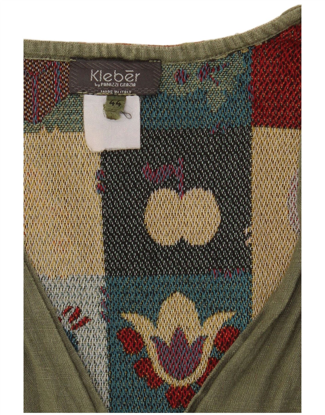 Bluză cămașă fără mâneci Vintage pentru femei IT 44 Medium Kaki Patchwork