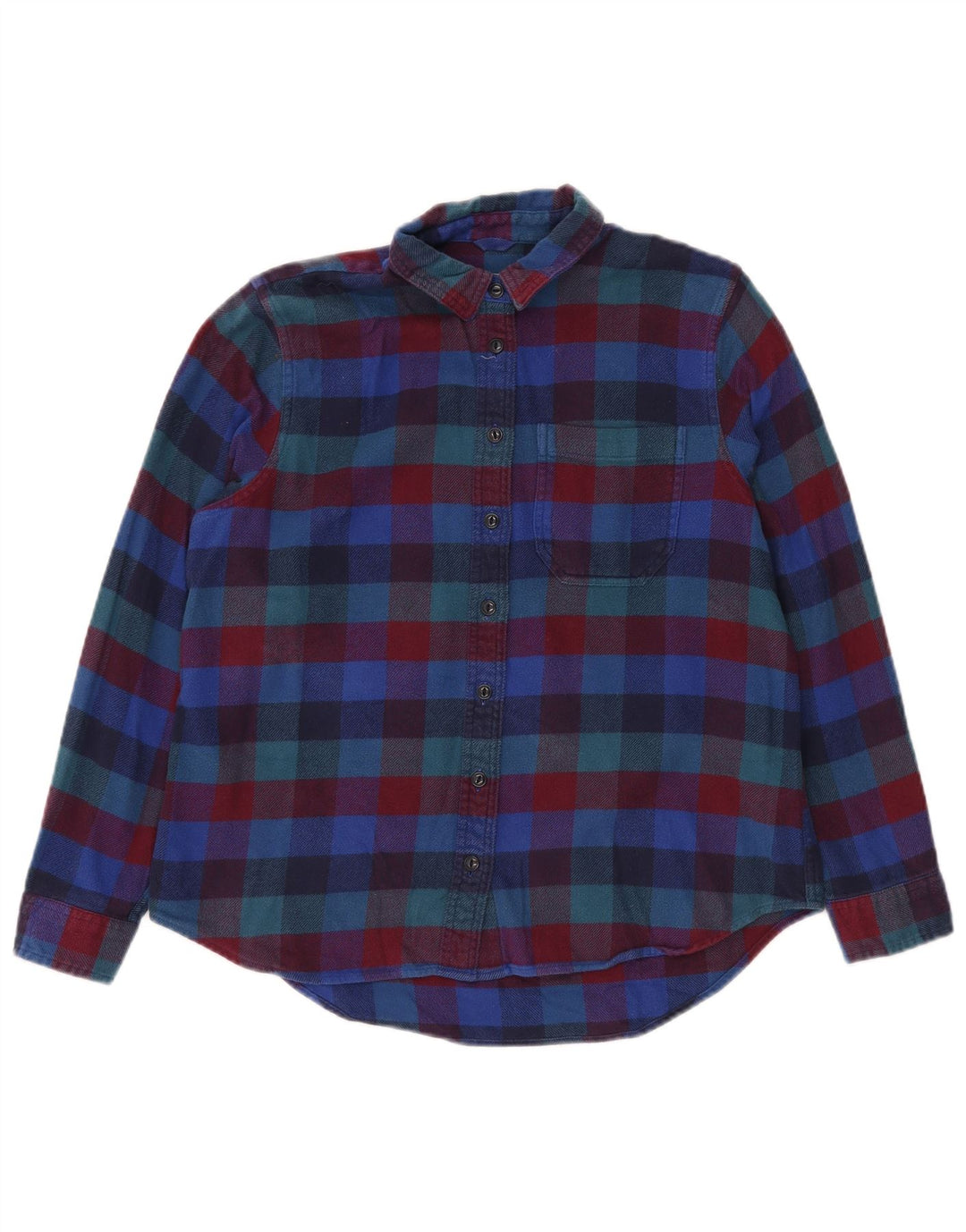 Cămașă de flanel supradimensionată pentru femei L.L.BEAN UK 10, carouri mici, multicolore