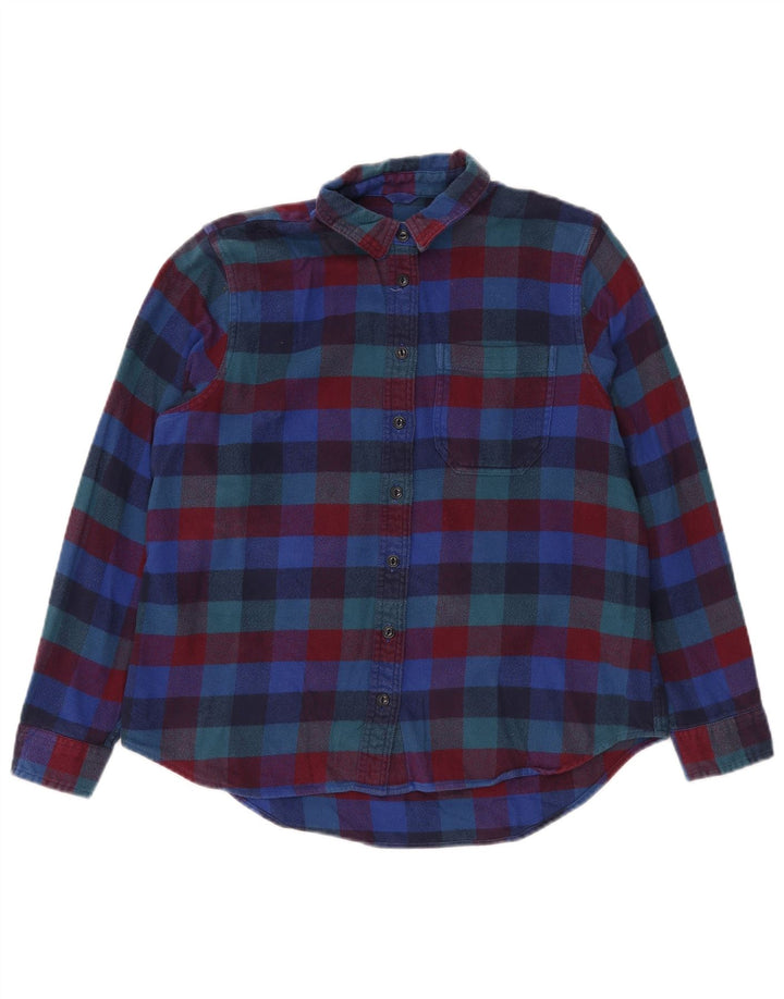 Cămașă de flanel supradimensionată pentru femei L.L.BEAN UK 10, carouri mici, multicolore