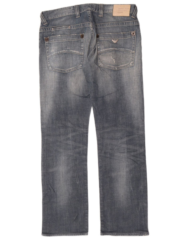 Armani Mens Distressed Slim Jeans W33 L32 Blue Cotton
