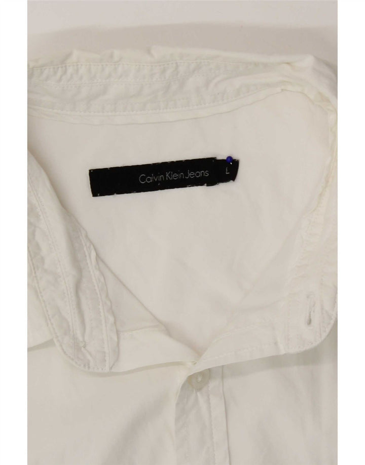 Cămașă cu mânecă scurtă pentru bărbați Calvin Klein Jeans, mare, albă
